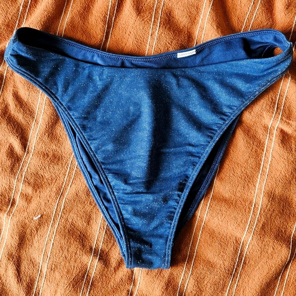 Abercrombie & Fitch High-waisted Bikini Bottom Blue Sparkle Glitter